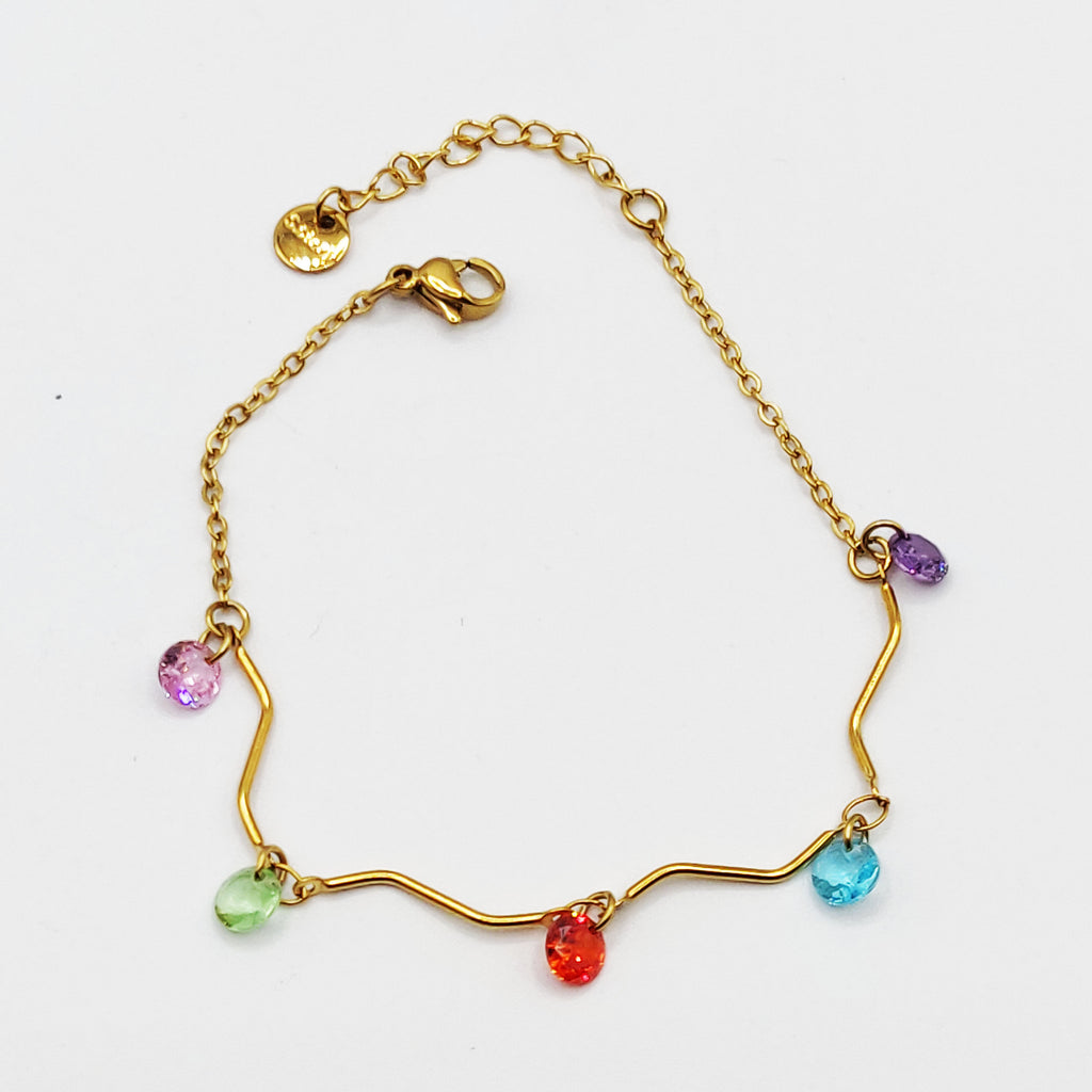 Bracelet Mi-Rigide Multi Cristaux Multicolores Luxe