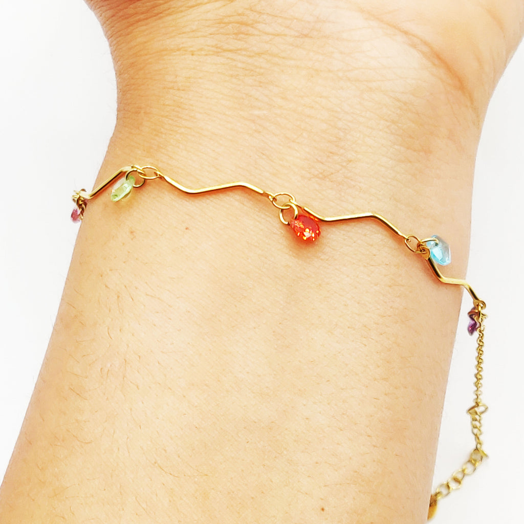 Bracelet Mi-Rigide Multi Cristaux Multicolores Luxe