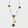 Collier Marguerites Cristaux Verts Luxe Descendant