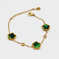 Bracelet Marguerites Cristaux Verts Luxe