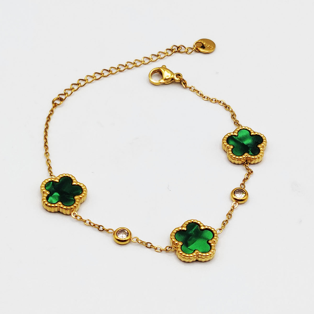 Bracelet Marguerites Cristaux Verts Luxe