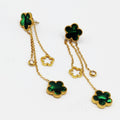 Boucles d'oreilles Marguerites Cristaux Verts Luxe