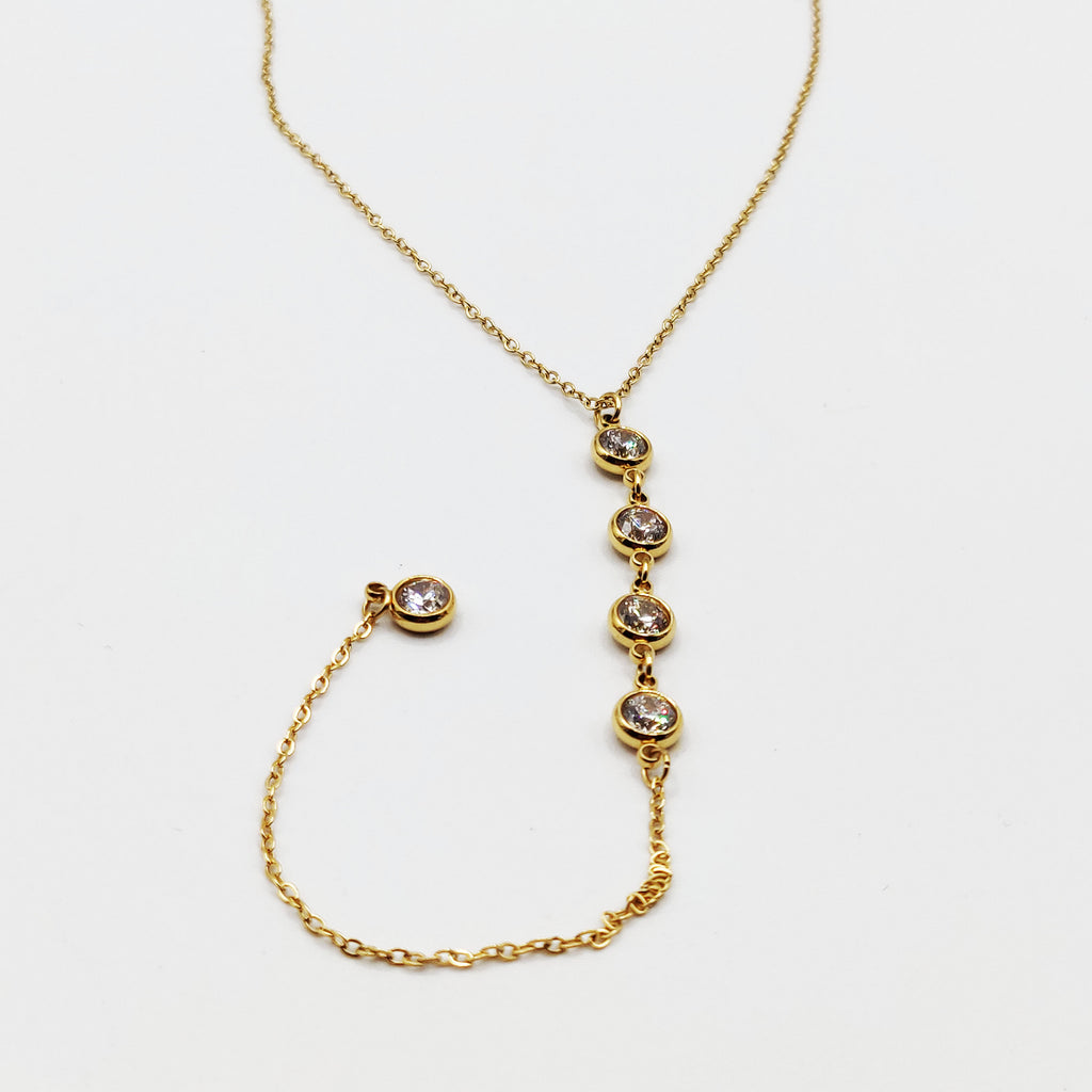 Collier 5 Cristaux Ronds Descendant Luxe