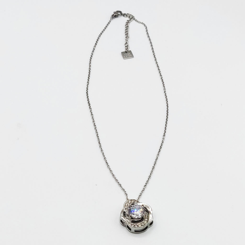 Collier Fleur Cristaux Argenté Luxe