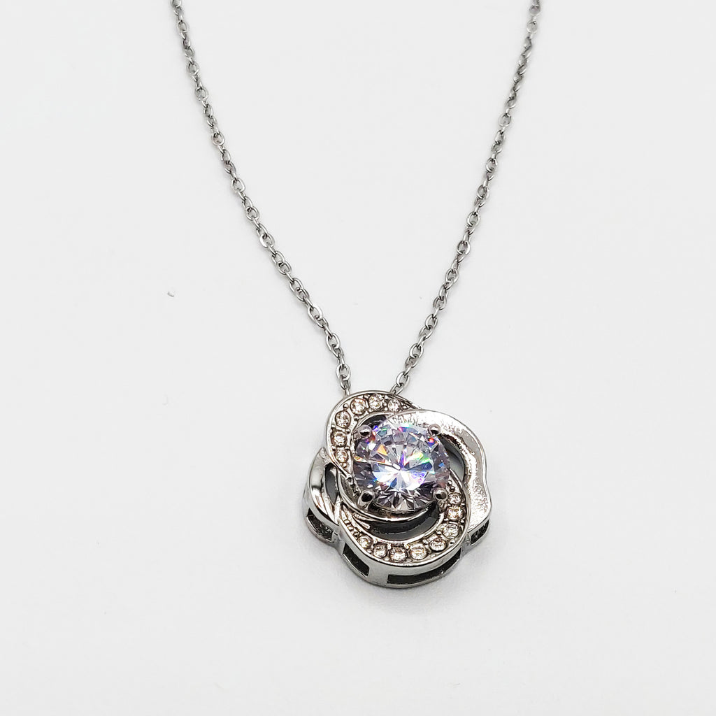 Collier Fleur Cristaux Argenté Luxe