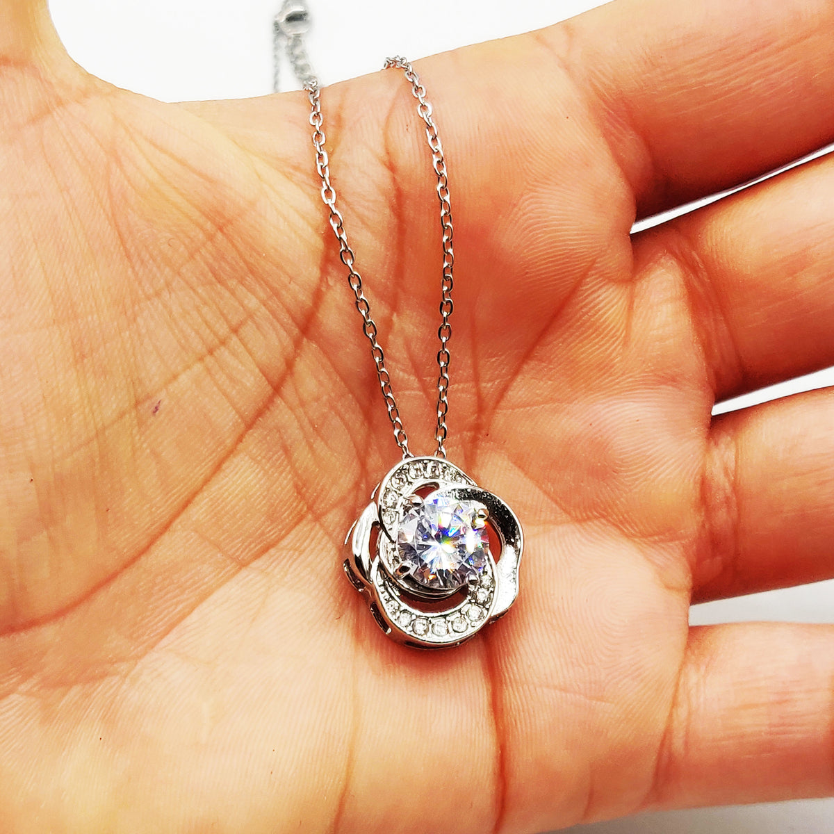 Collier Fleur Cristaux Argenté Luxe