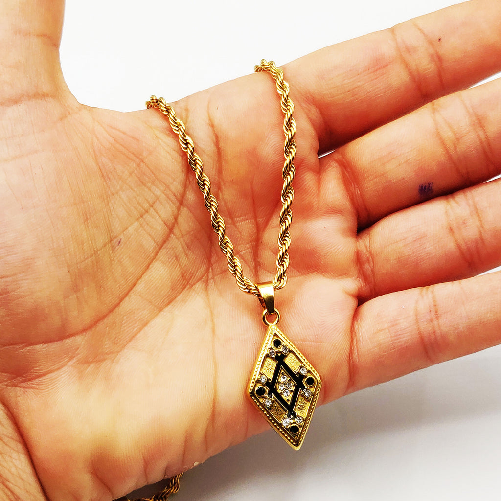 Collier Torsade Losange Cristaux Noirs Luxe