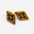 Boucles d'oreilles Torsade Losange Cristaux Noirs Luxe