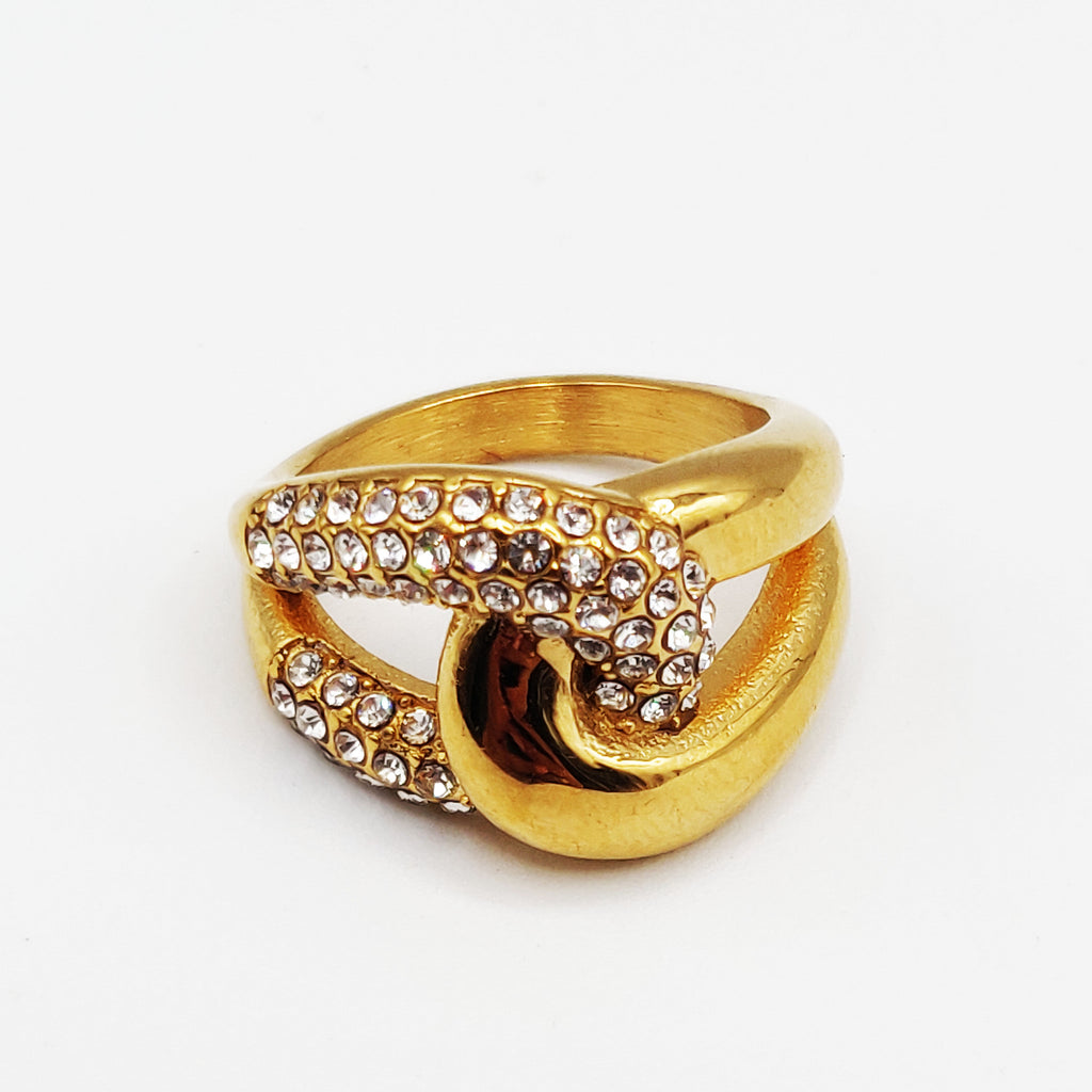 Bague Noeud Doré et Cristaux Luxe