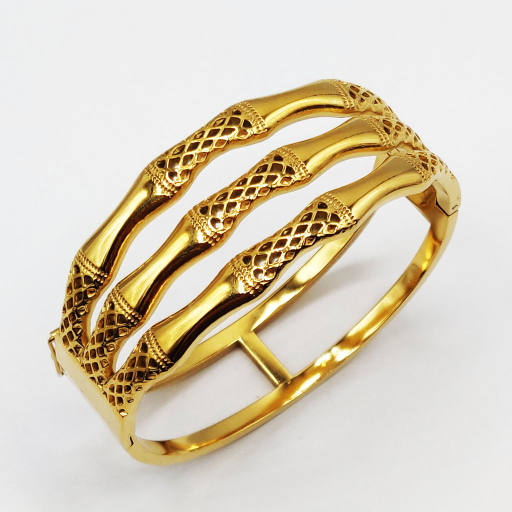 Bracelet Rigide Triple Lignes Os Luxe