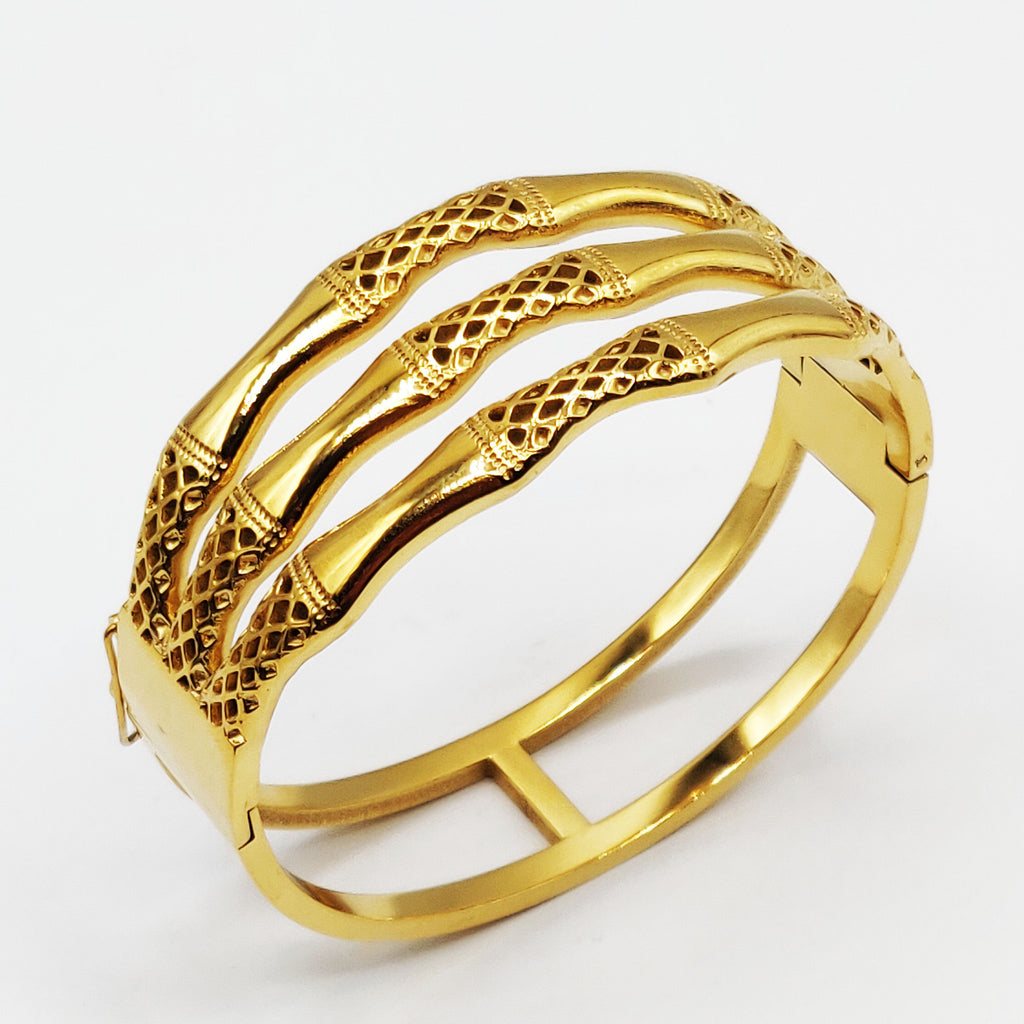 Bracelet Rigide Triple Lignes Os Luxe