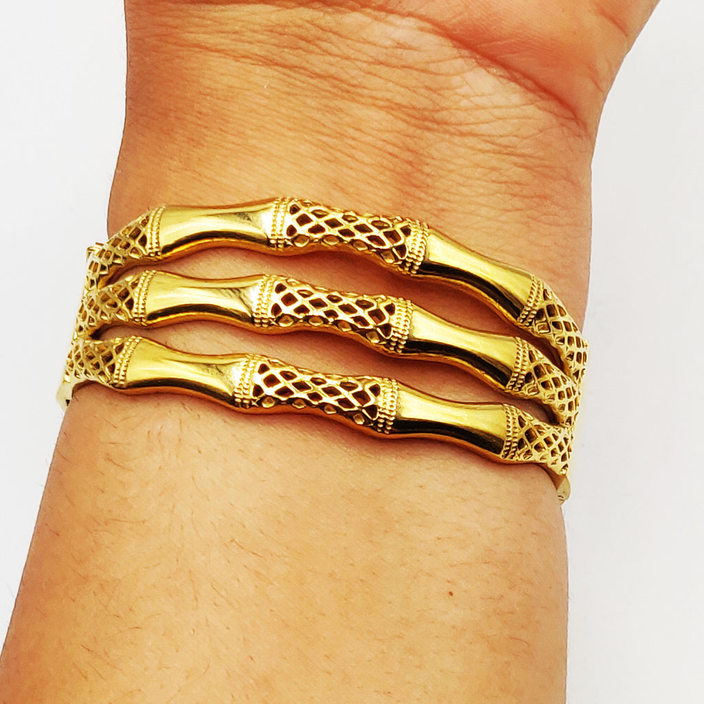 Bracelet Rigide Triple Lignes Os Luxe