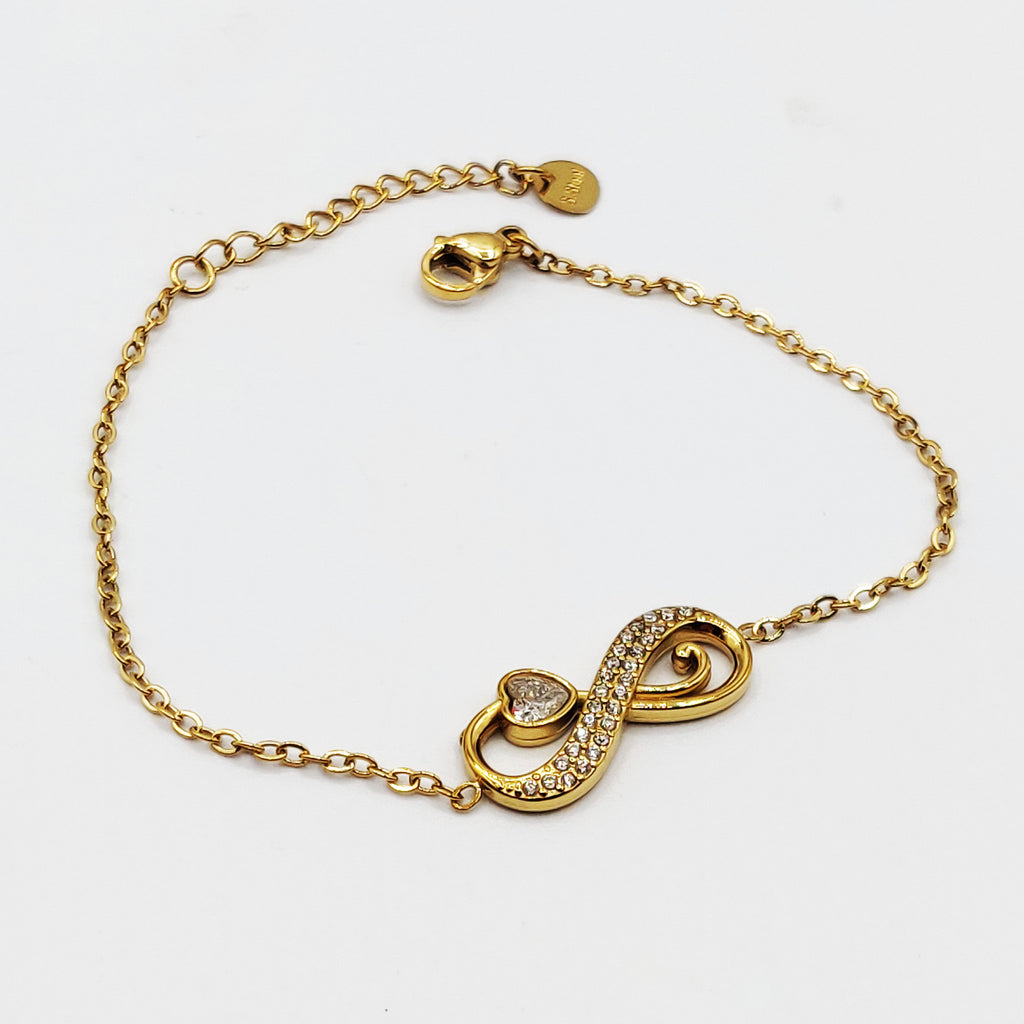 Bracelet Infinity Cristaux Coeur Cristal Luxe