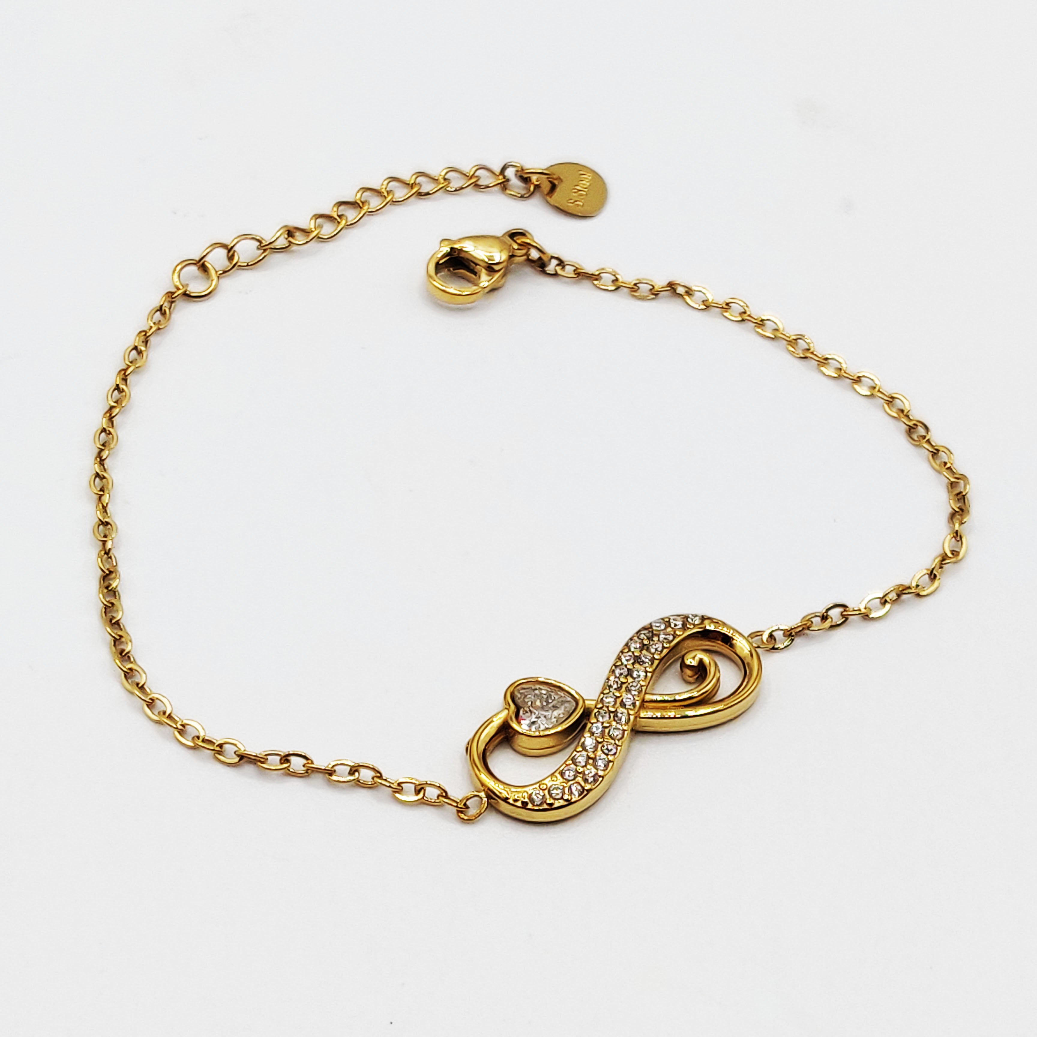 Bracelet Infinity Cristaux Coeur Cristal Luxe