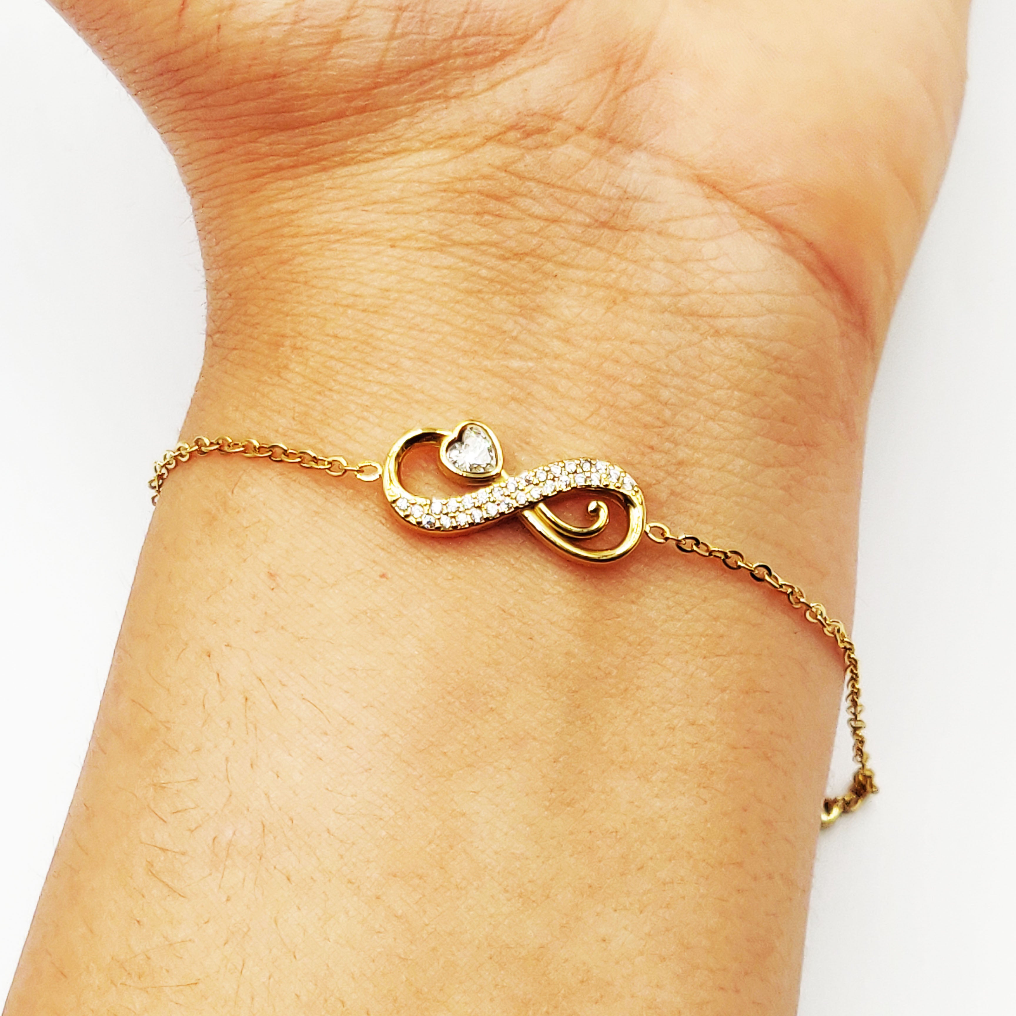 Bracelet Infinity Cristaux Coeur Cristal Luxe