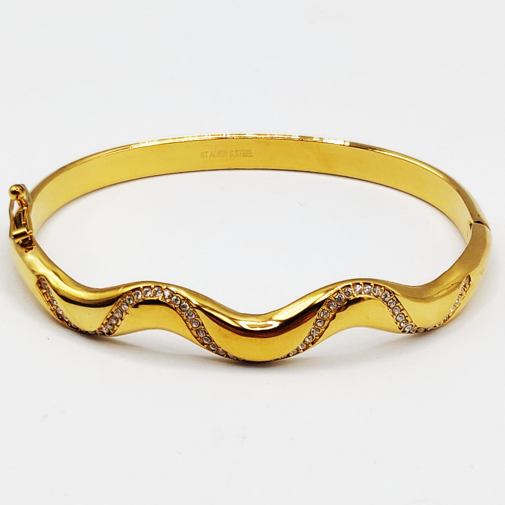 Bracelet Rigide Vague et Vague de Cristaux Luxe