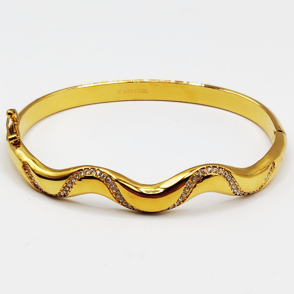 Bracelet Rigide Vague et Vague de Cristaux Luxe