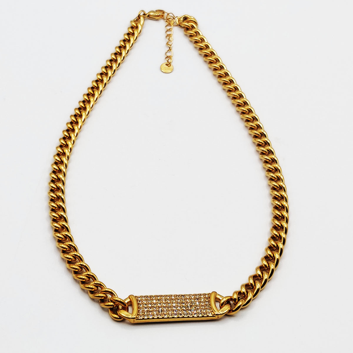 Collier Tresse Grande Barre Cristaux Luxe