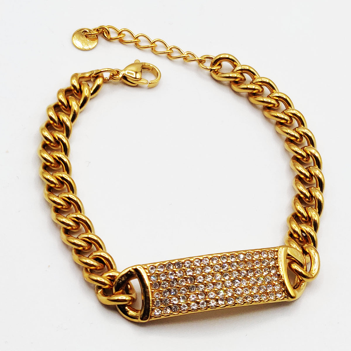 Bracelet Tresse Grande Barre Cristaux Luxe
