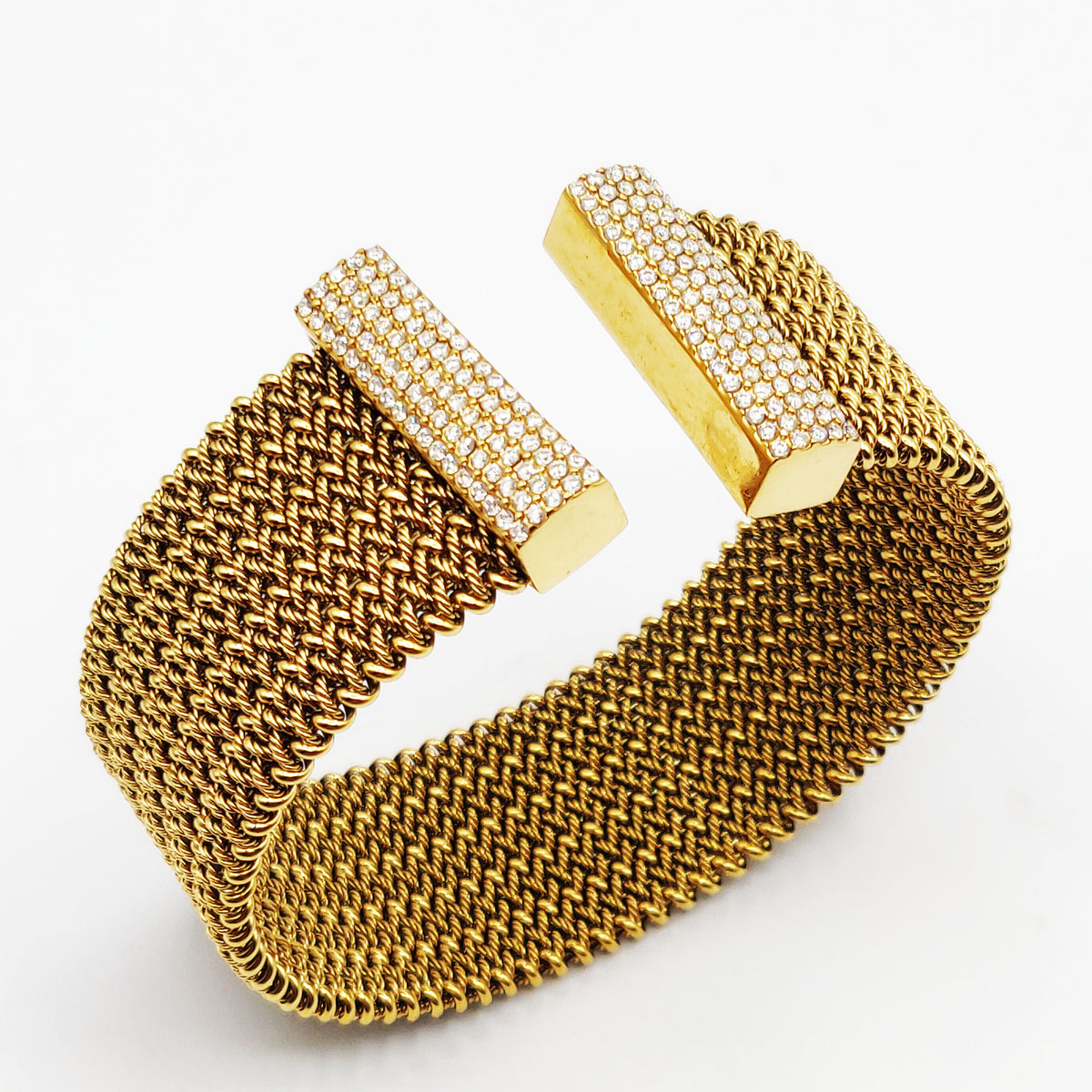 Bracelet Rigide Multi Tresses Barres Cristaux Luxe