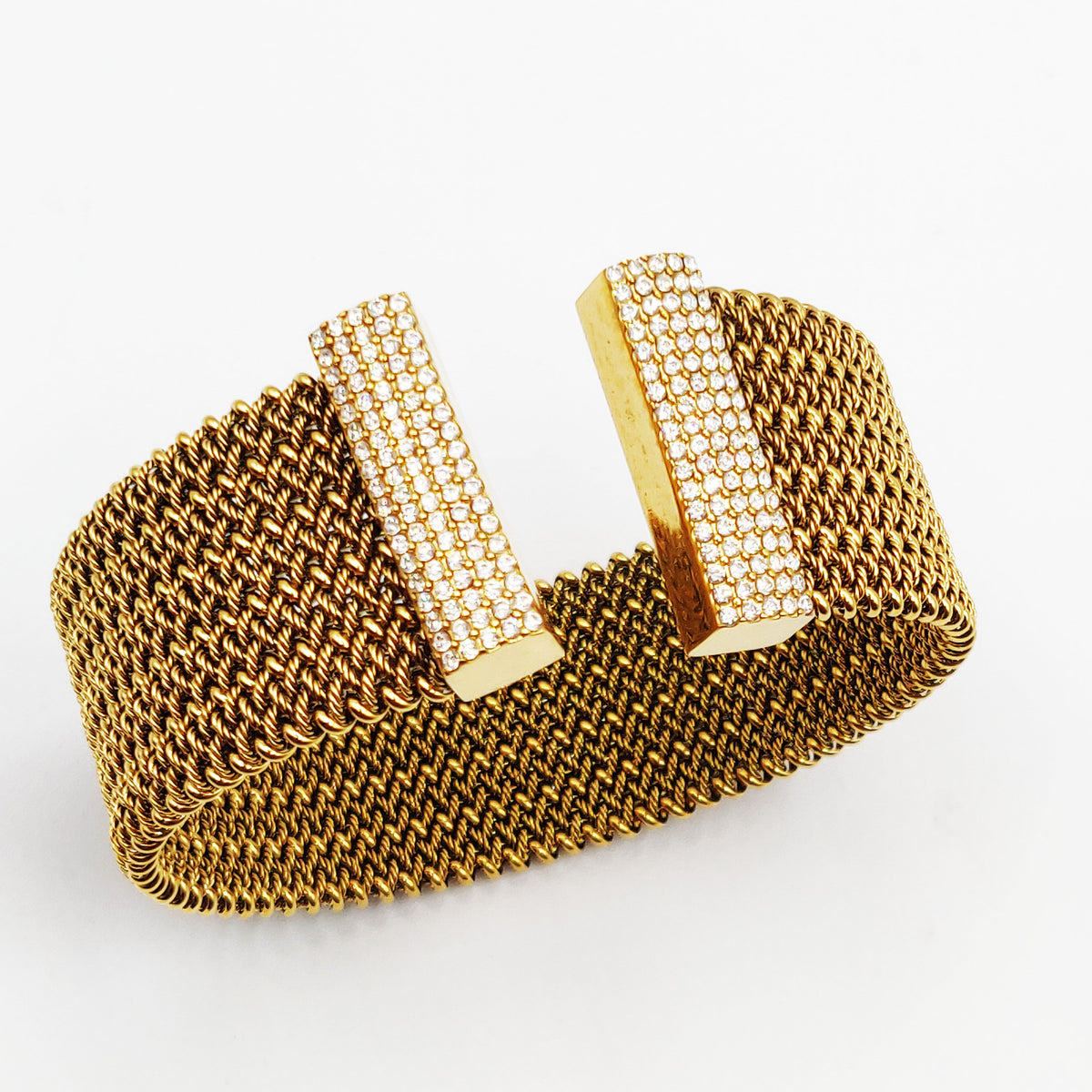 Bracelet Rigide Multi Tresses Barres Cristaux Luxe