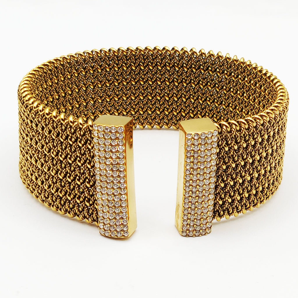 Bracelet Rigide Multi Tresses Barres Cristaux Luxe