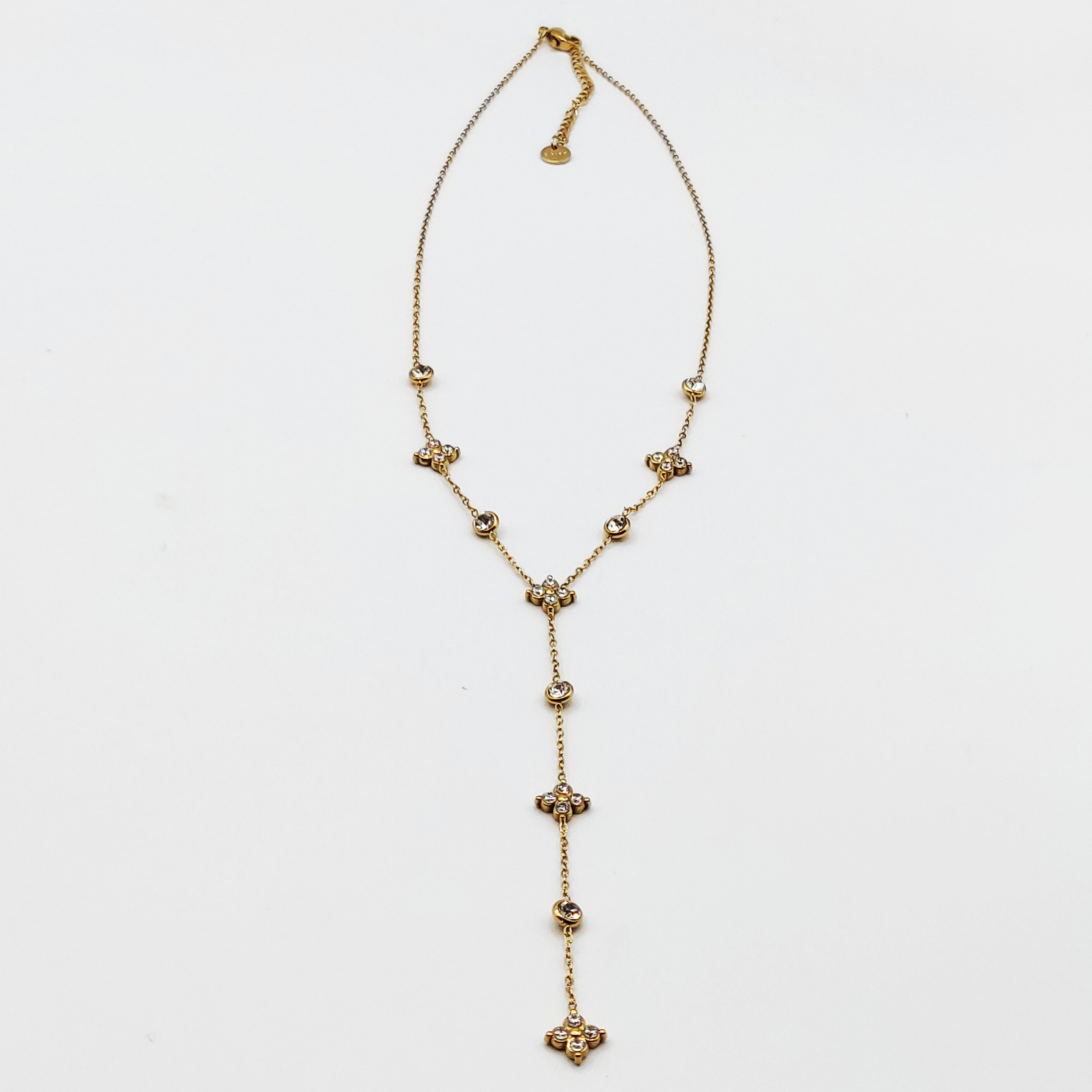 Collier Trèfles 4 Cristaux Ronds Luxe Descendant