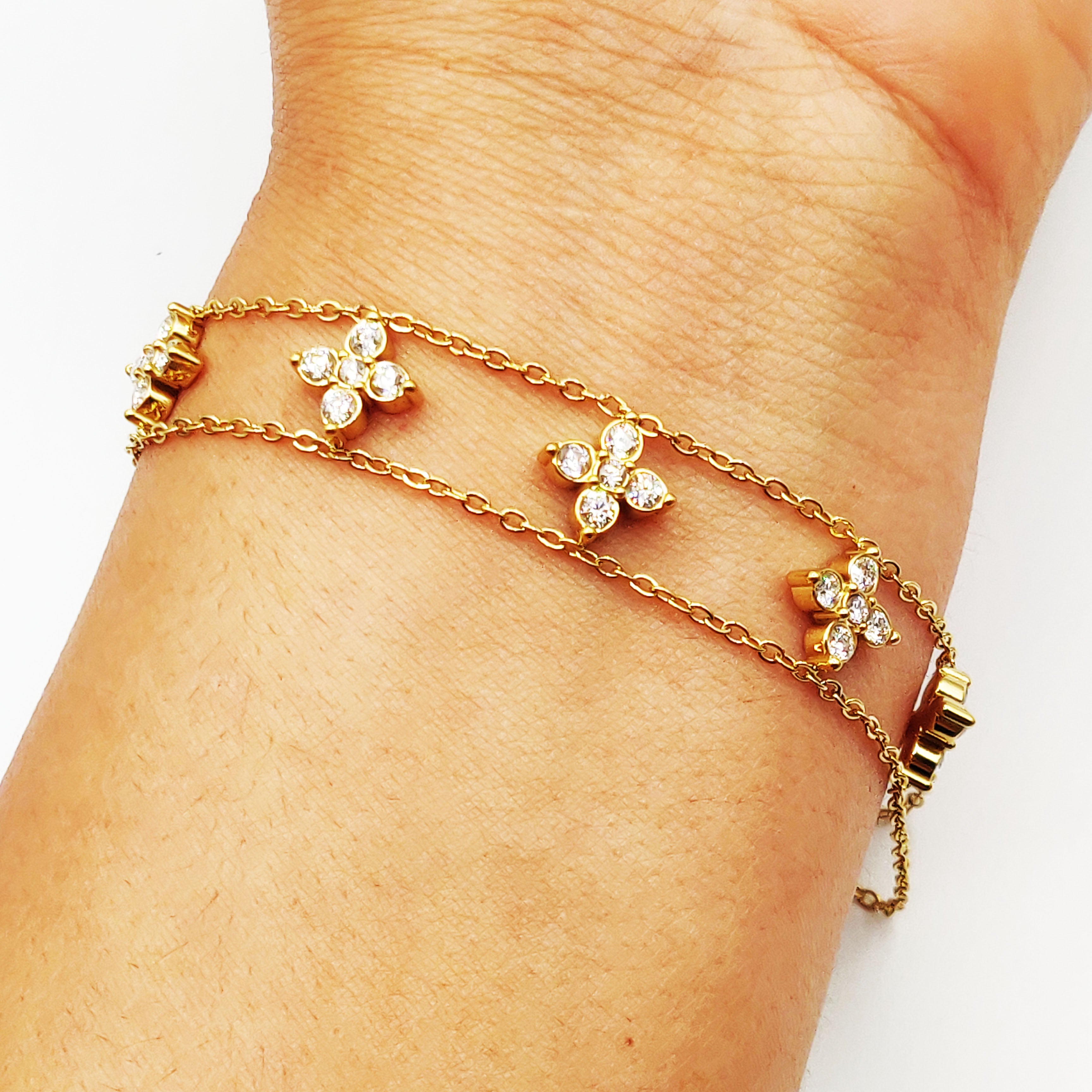 Bracelet Trèfles 4 Cristaux Ronds Luxe