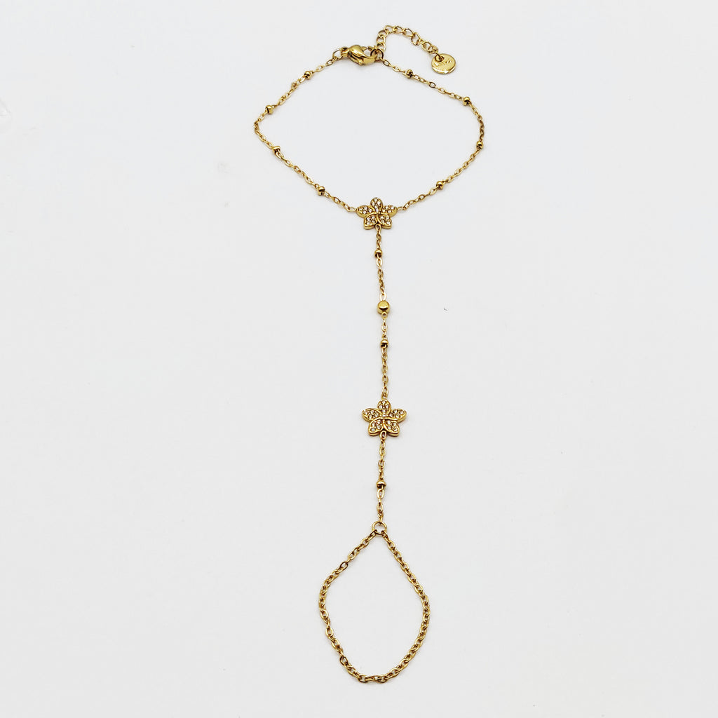 Bracelet / Chaîne de Main Marguerites Cristaux Luxe