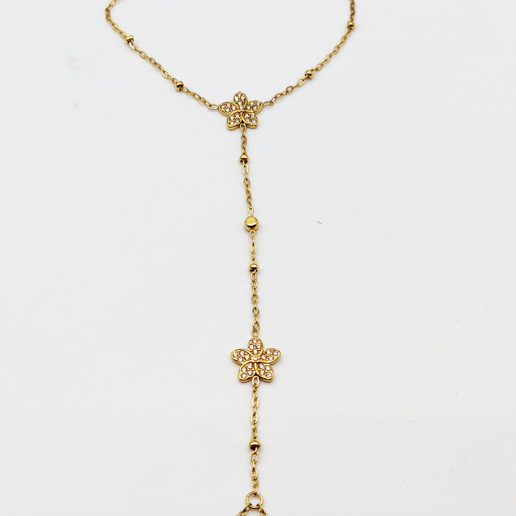 Bracelet / Chaîne de Main Marguerites Cristaux Luxe