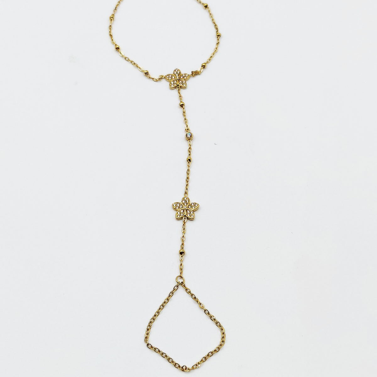 Bracelet / Chaîne de Main Marguerites Cristaux Luxe