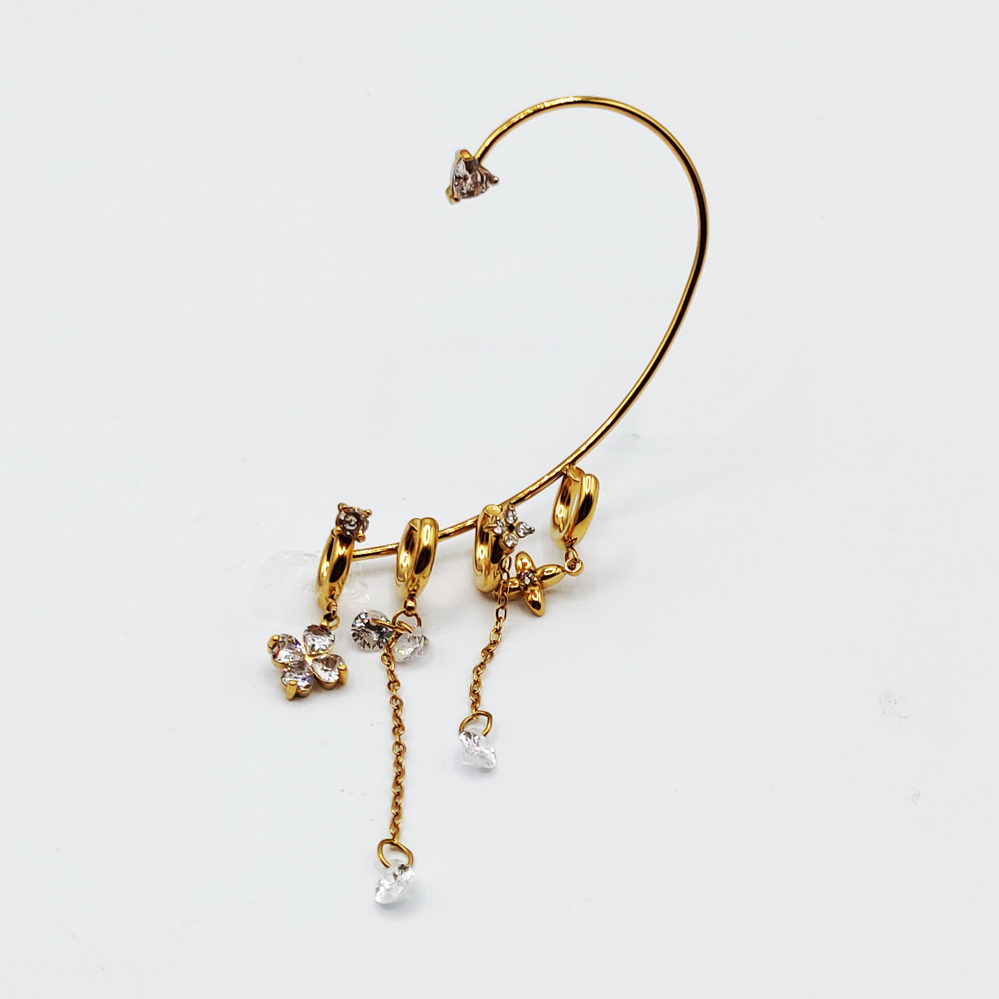 Boucle d'oreille Quadruple Pendentifs Cristaux Luxe