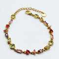 Bracelet Multi Cristaux Multi Formes Rouges, Verts et Roses Luxe