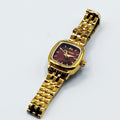 Montre Dylan Valentin DV110123 Fond Bordeaux Bracelet Doré