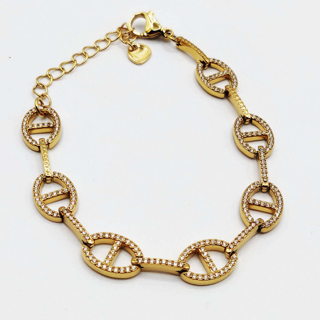 Bracelet Multi H Luxe Reliés Cristaux
