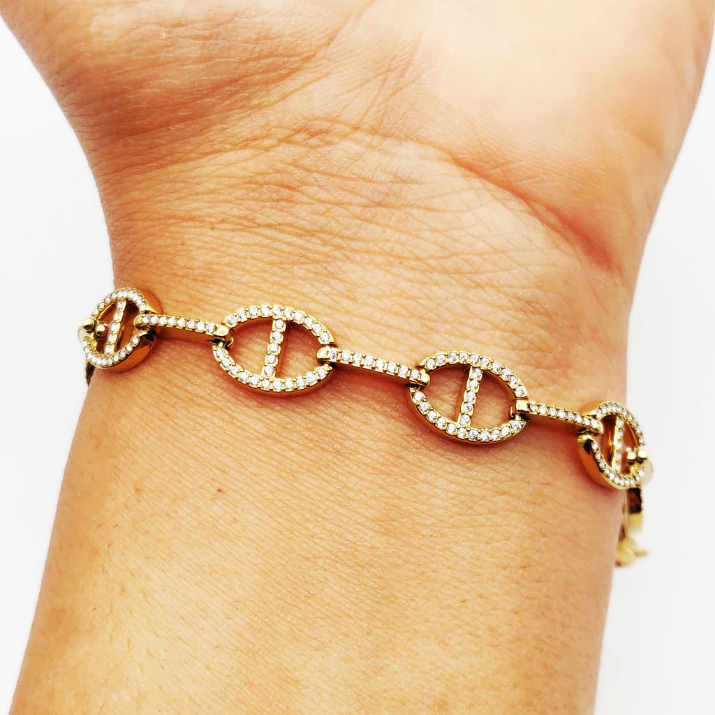 Bracelet Multi H Luxe Reliés Cristaux