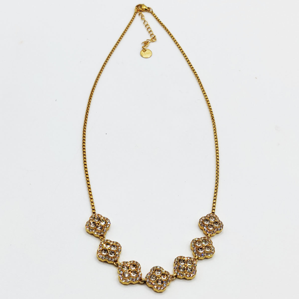 Collier Multi Trèfles 4 Cristaux Ronds Tour Cristaux Luxe