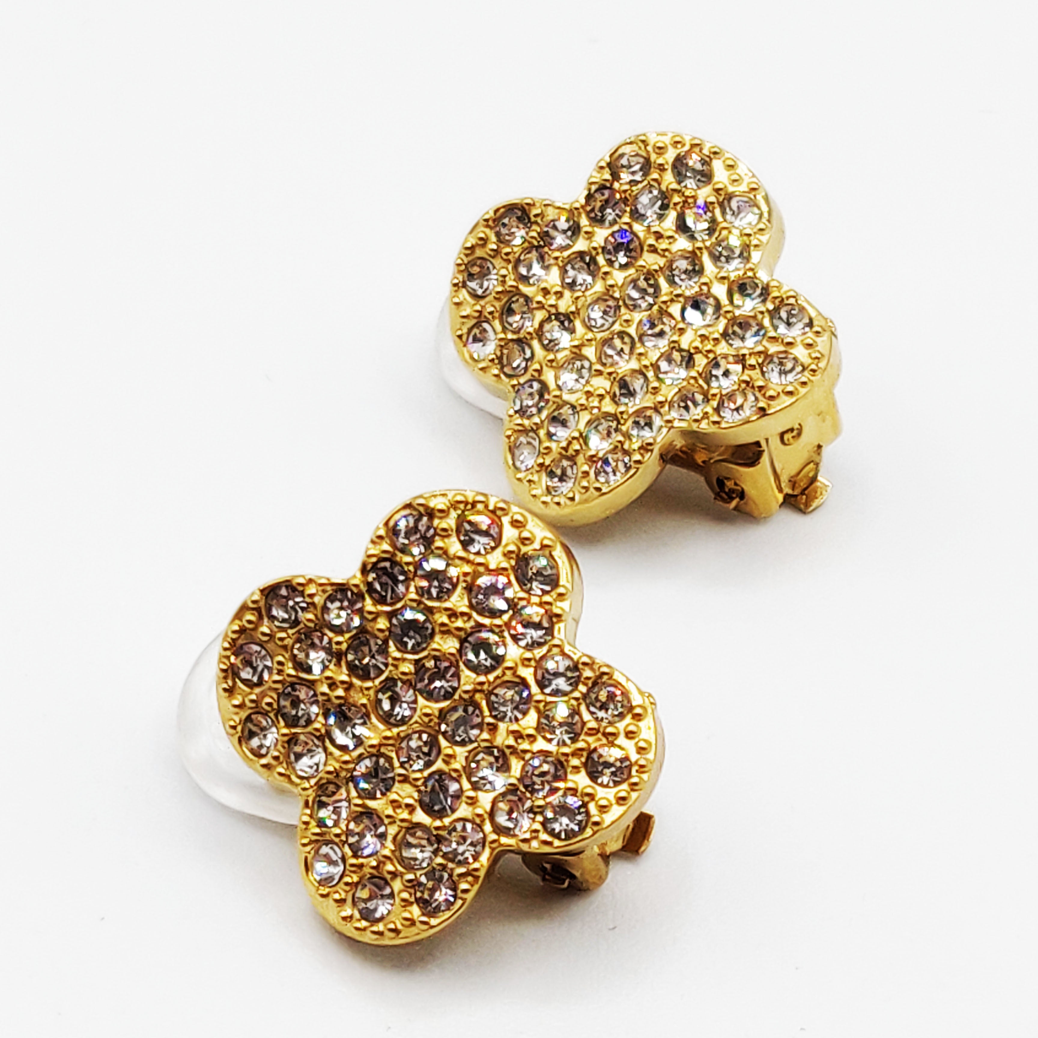 Boucles d'oreilles Trèfles Full Cristaux Luxe Clips