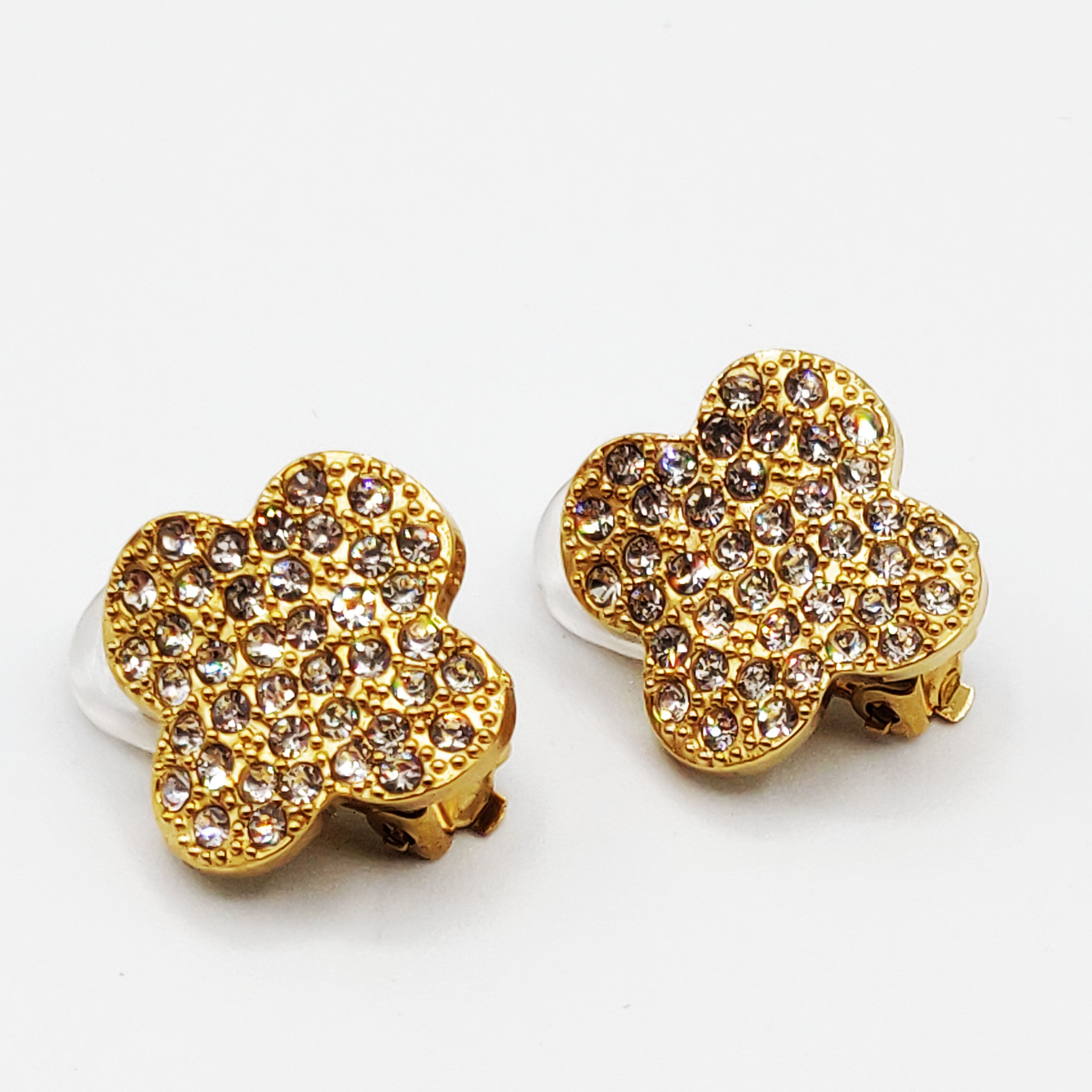Boucles d'oreilles Trèfles Full Cristaux Luxe Clips