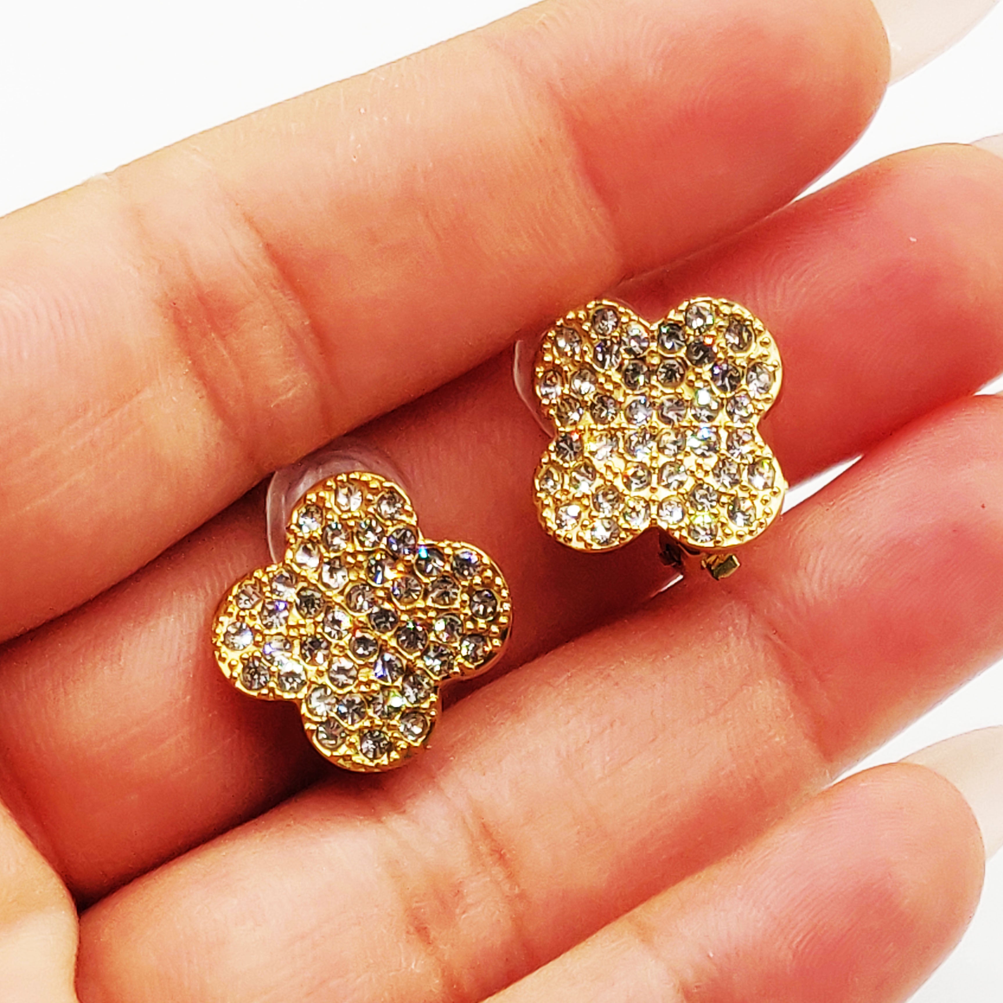Boucles d'oreilles Trèfles Full Cristaux Luxe Clips