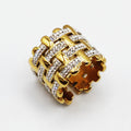 Bague Lignes Dorées et Cristaux Emmêlées Luxe