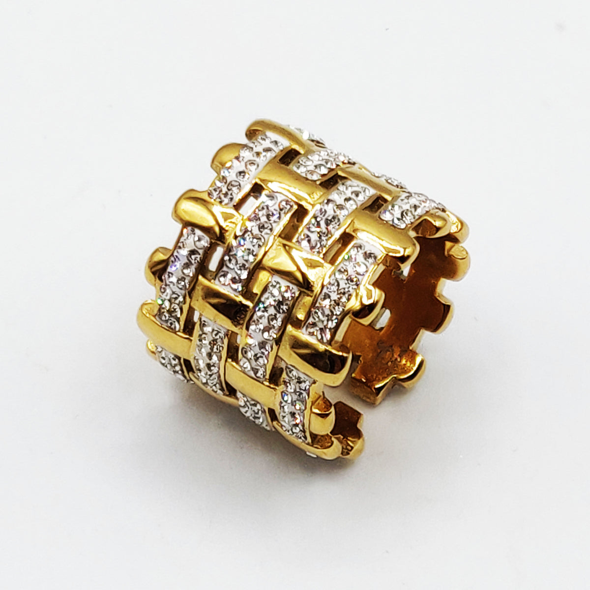 Bague Lignes Dorées et Cristaux Emmêlées Luxe