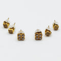 Trio de Boucles d'oreilles Trèfles 4 Cristaux Ronds Luxe