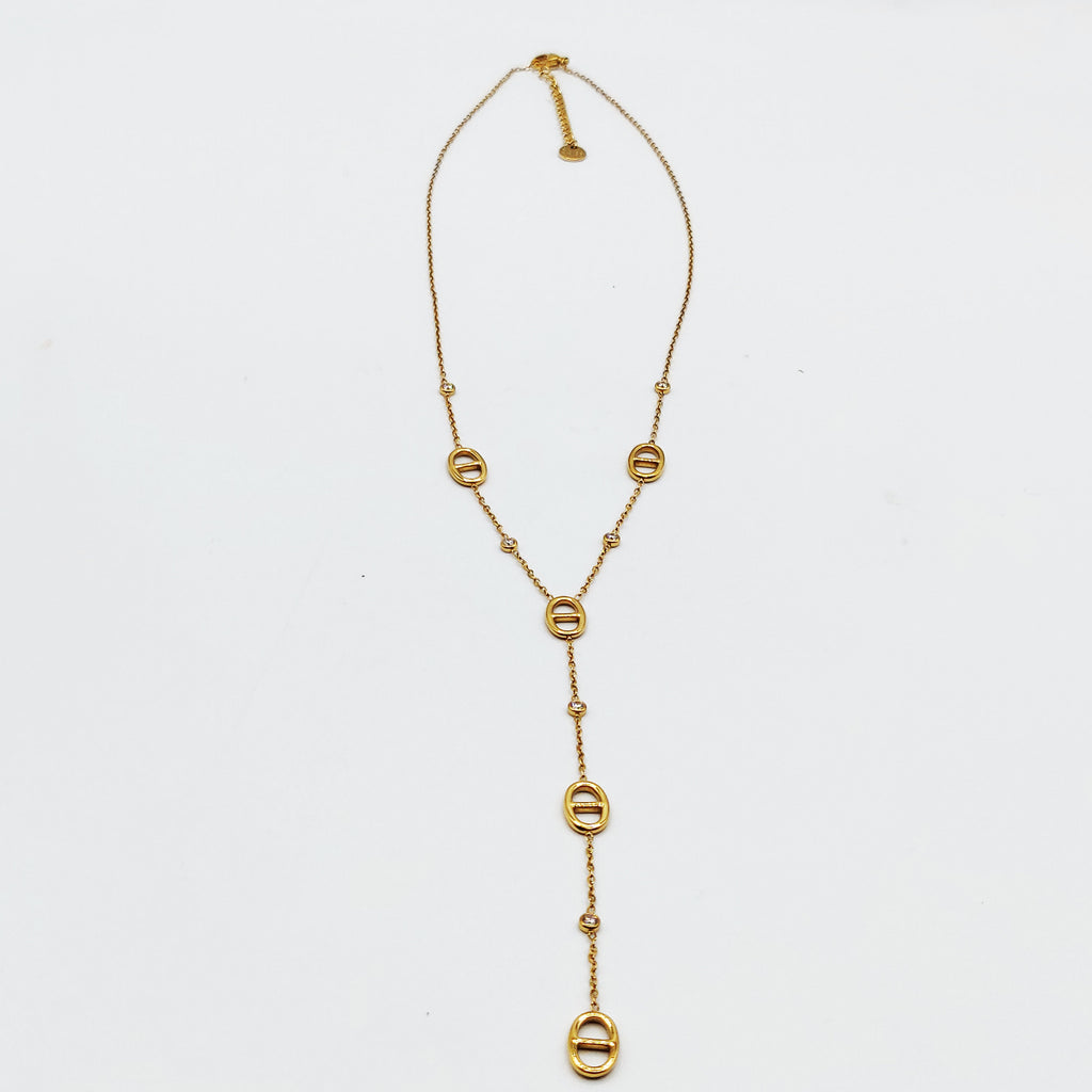 Collier Multi H Luxe et Cristaux Ronds Descendant