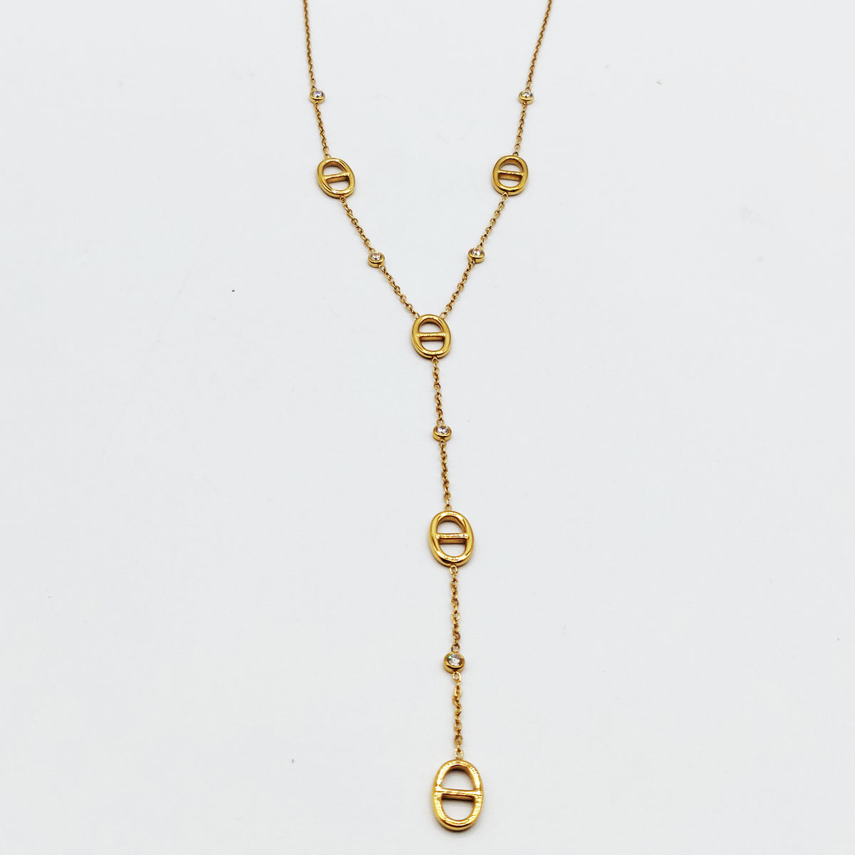 Collier Multi H Luxe et Cristaux Ronds Descendant