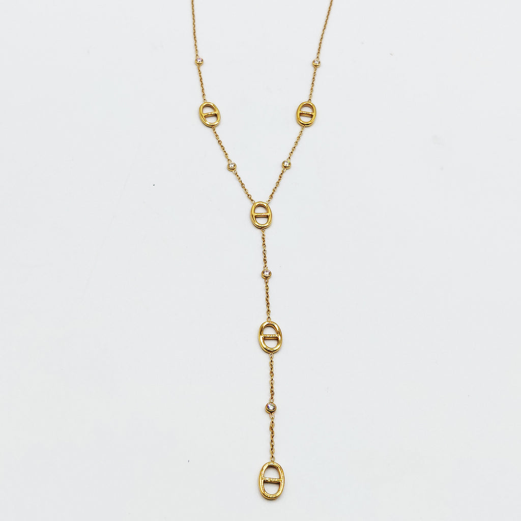 Collier Multi H Luxe et Cristaux Ronds Descendant