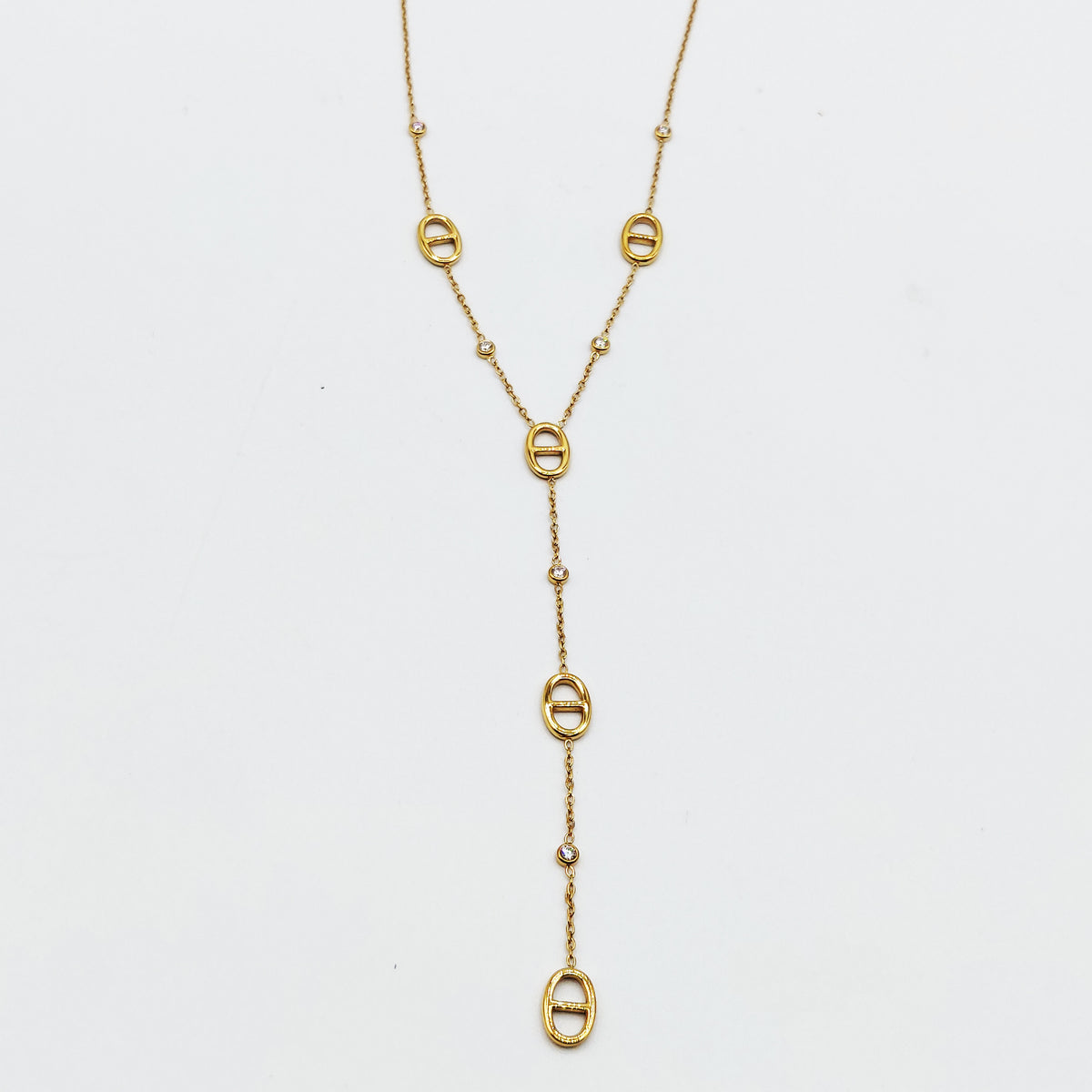 Collier Multi H Luxe et Cristaux Ronds Descendant