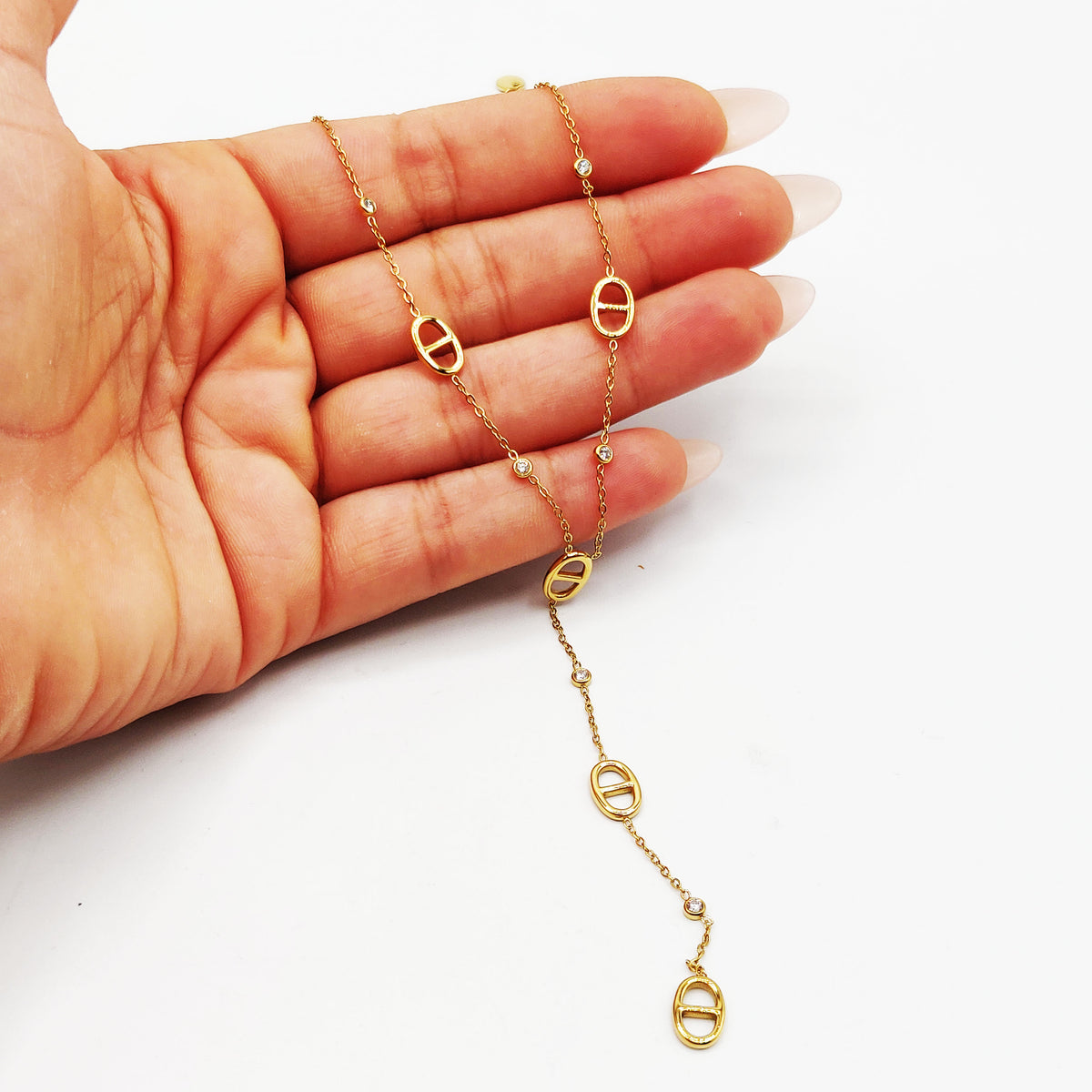 Collier Multi H Luxe et Cristaux Ronds Descendant
