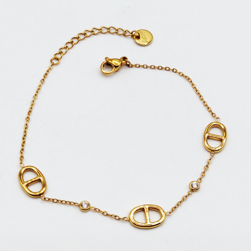 Bracelet Multi H Luxe et Cristaux Ronds Descendant