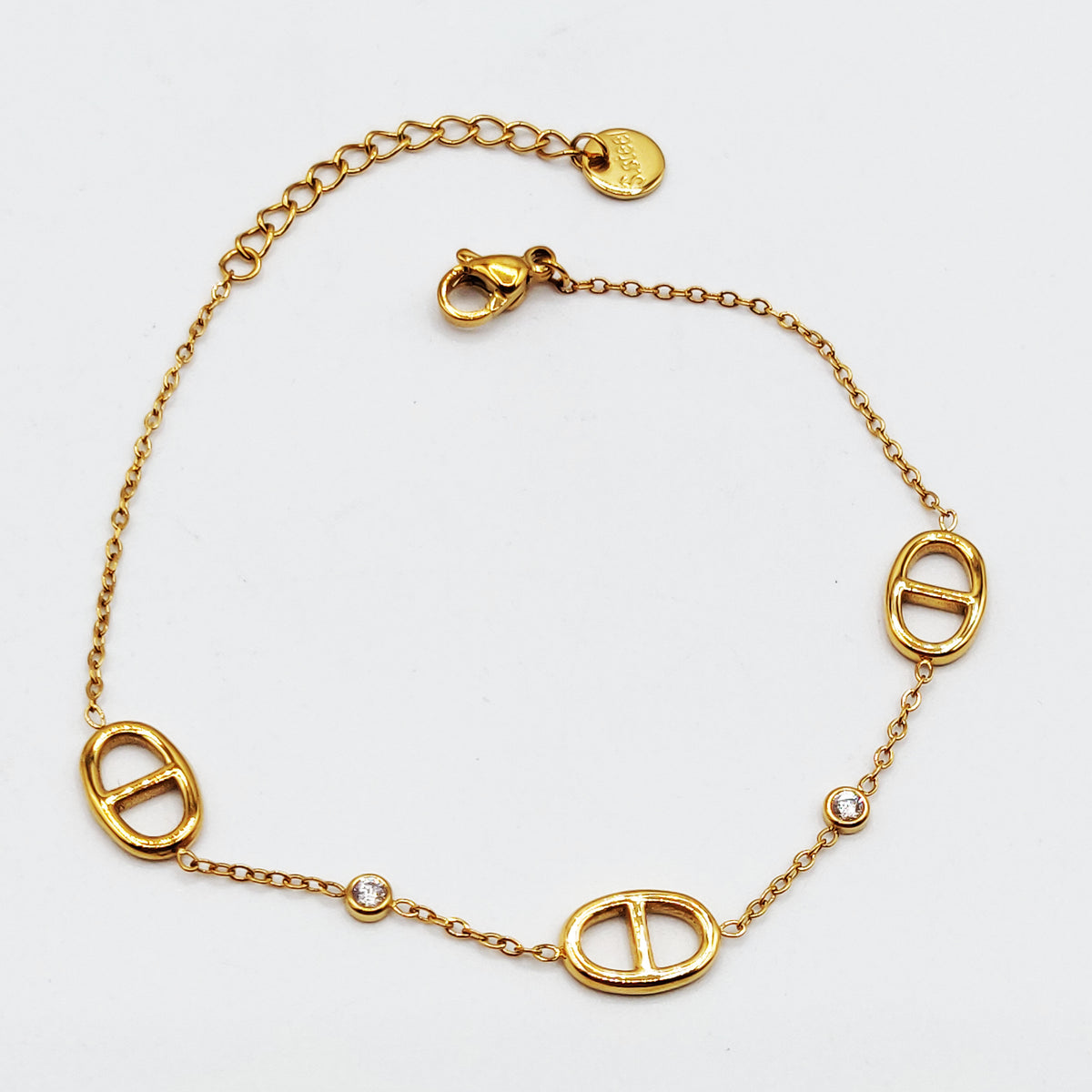 Bracelet Multi H Luxe et Cristaux Ronds Descendant